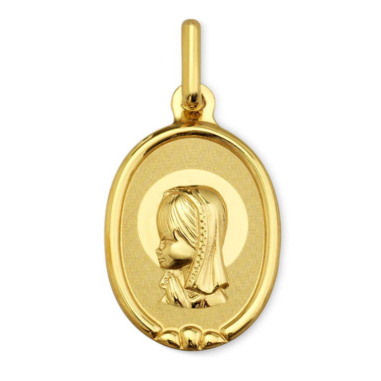Medalla comunión Virgen Niña oro amarillo 9 kilates - 9_1904104