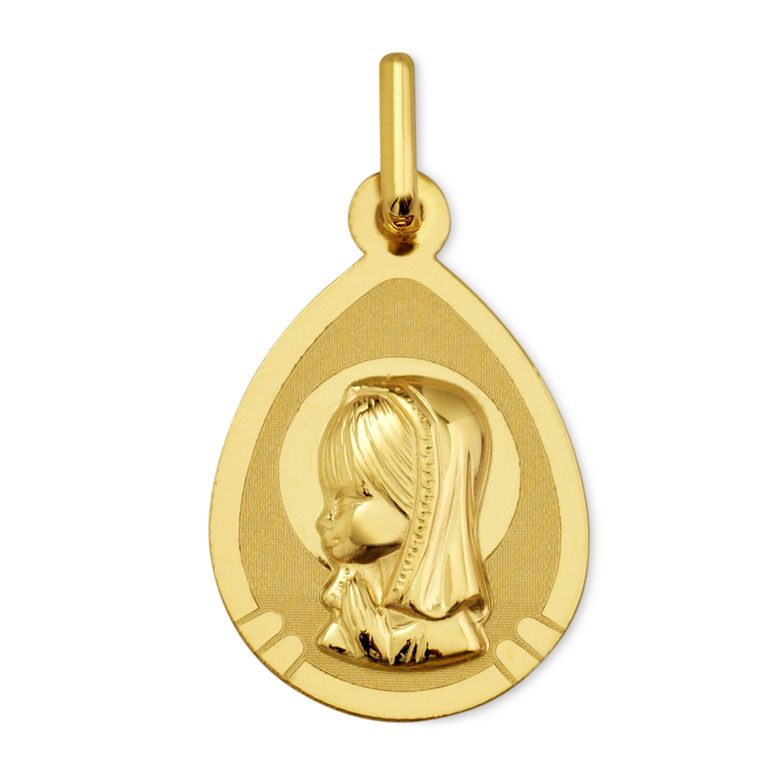 Medalla comunión Virgen Niña oro amarillo 9 kilates - 9_1911104