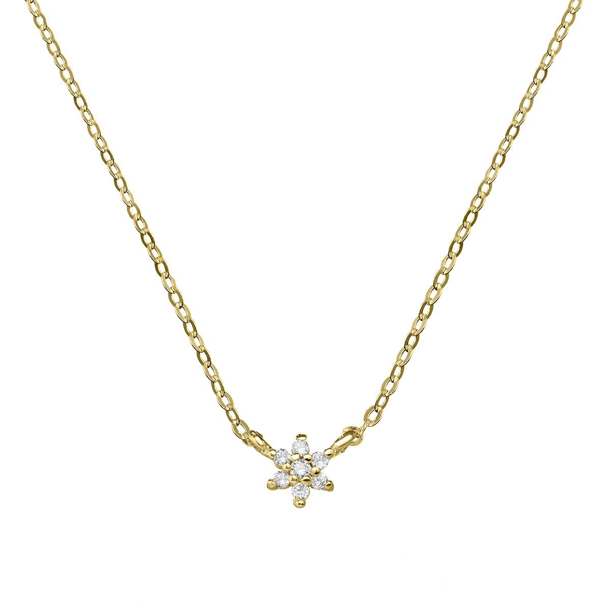 Gargantilla roseta en forma de flor con 7 diamantes oro 18 kilates - Argyor 18_76AGA001