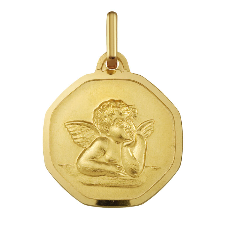Medalla de Bebé 16mm Angelito Oro 9 kilates - 9_1198454