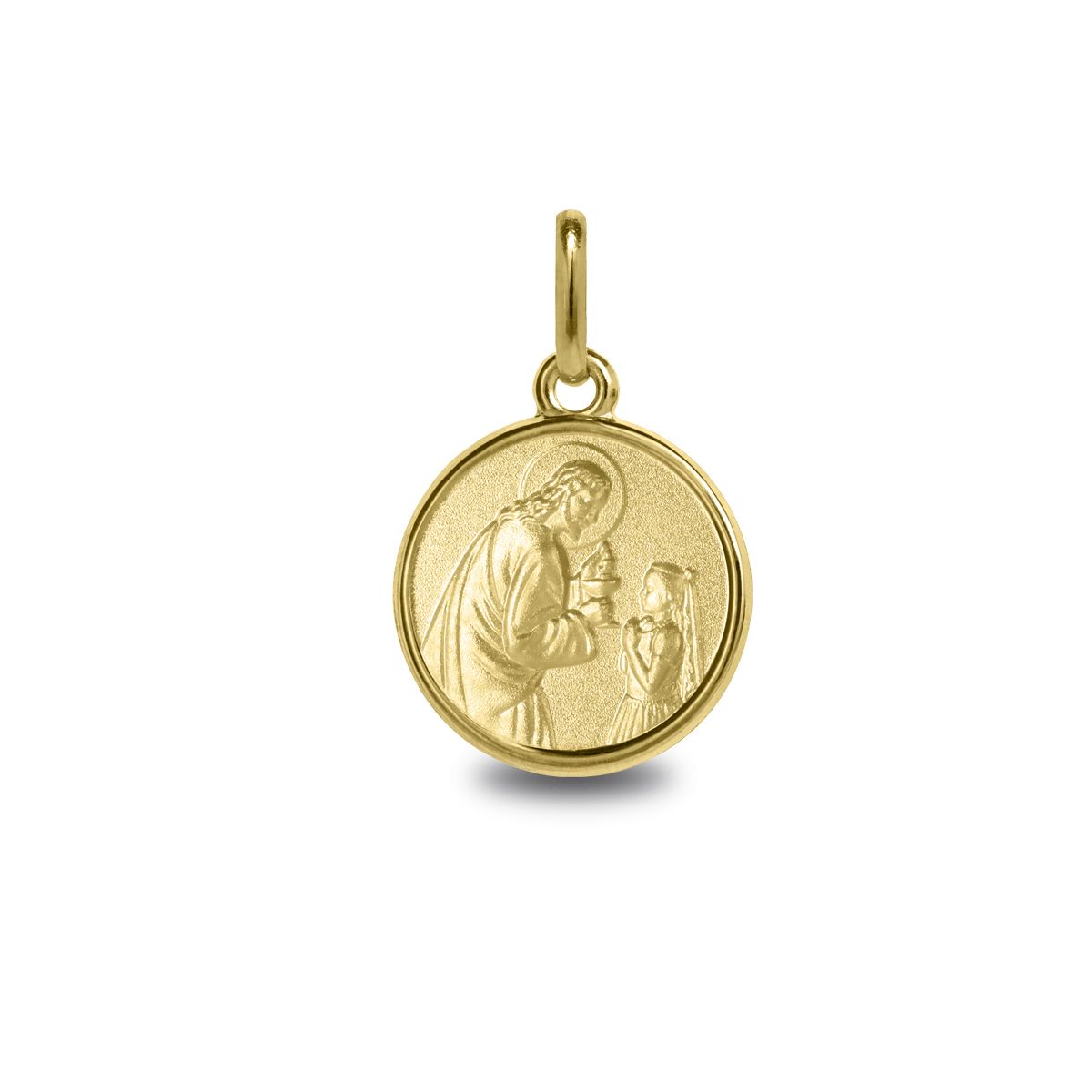Medalla Cristo con niña 14mm oro amarillo 18 kilates - Argyor 18_1260470