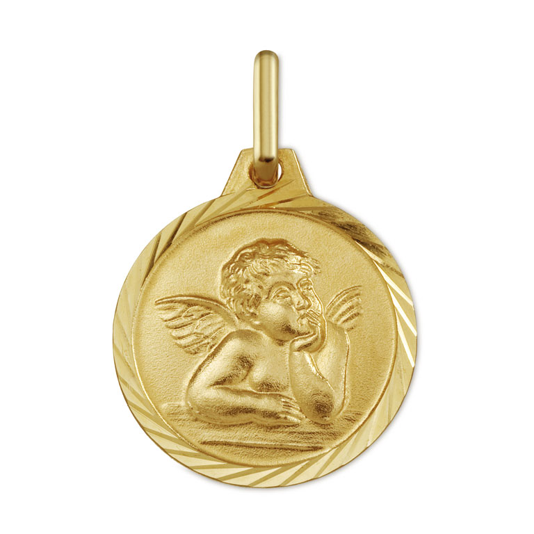Medalla de bebé 16mm Angelito Oro 9 kilates -9_1002454
