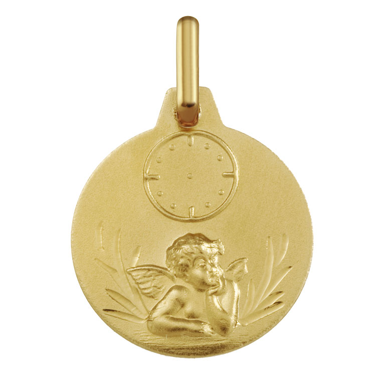 Medalla Angelito con reloj 14mm bebés oro amarillo 9 kilates - Argyor 9_1196454