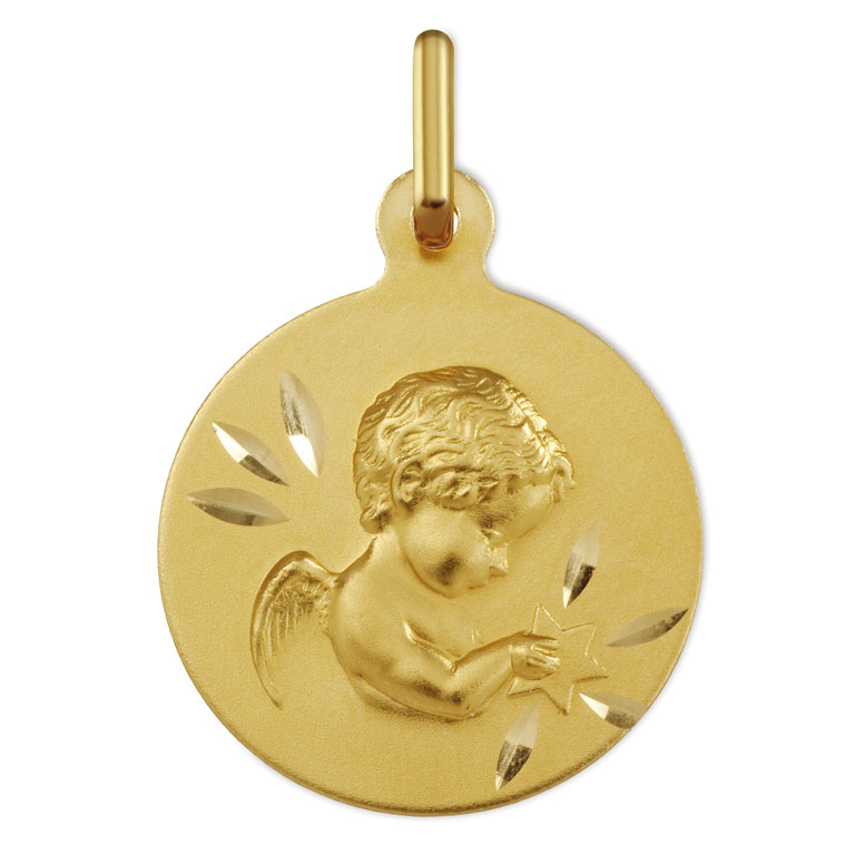 Medalla de bebé 16mm Angelito Oro 9 kilates - 9_1430415