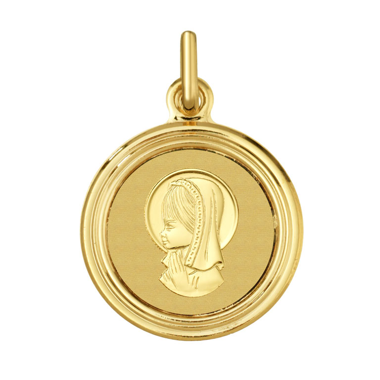 Medalla comunión 17mm Virgen Niña oro 18 kilates - Argyor 18_1921104