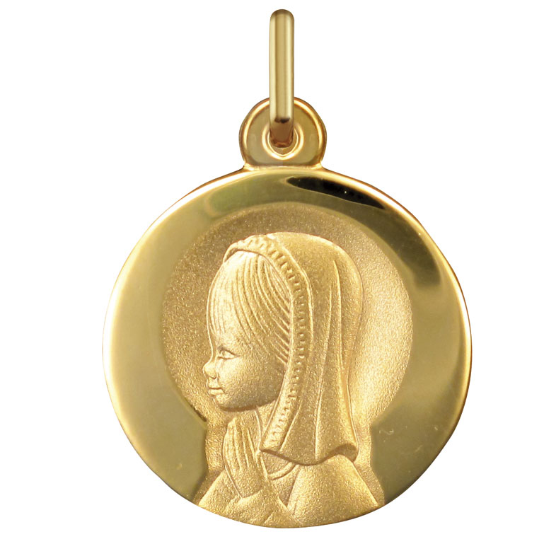 Medalla comunión 18mm Virgen Niña oro 18 kilates - Argyor 18_1072104
