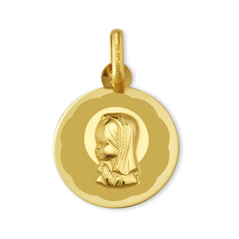 Medalla comunión Virgen Niña oro amarillo 18 kilates - Argyor 18_1910104