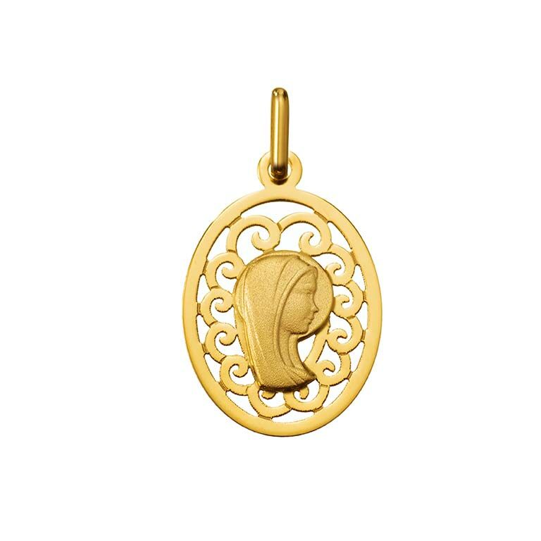Medalla comunión Virgen Niña oro amarillo 9 kilates - 9_1828184