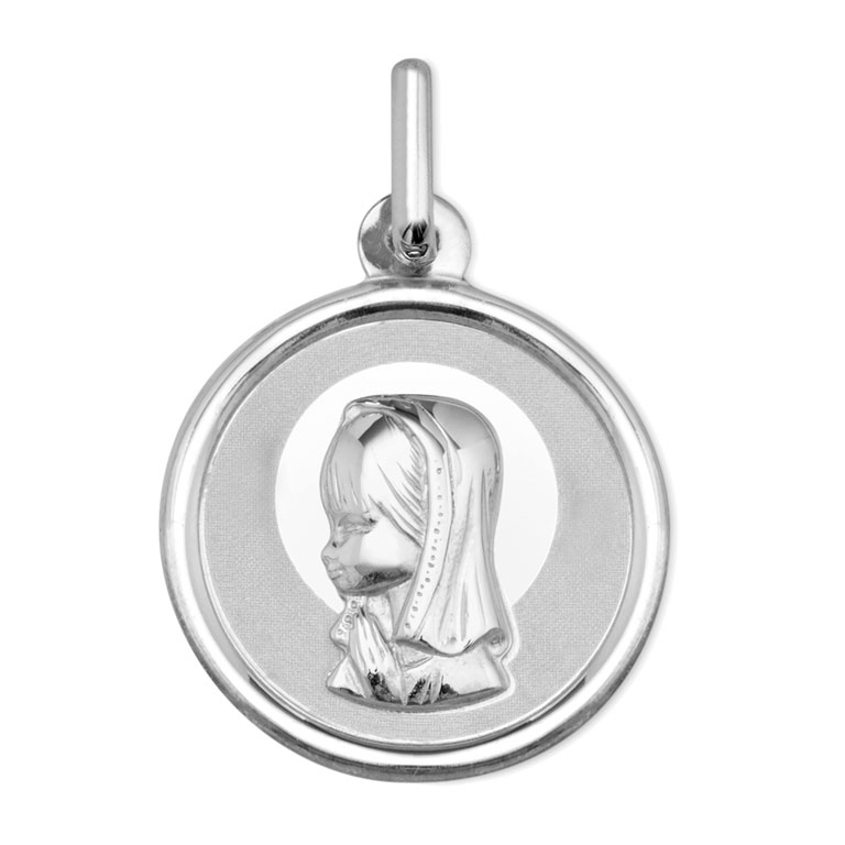 Medalla comunión 18mm Virgen Niña Plata de ley 925 - Argyor AG_1900104