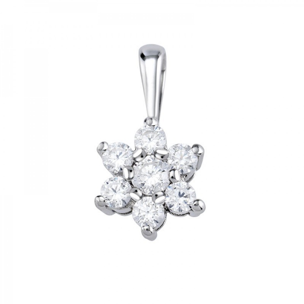 Colgante Flor 7 diamantes Oro blanco 18 kilates - Argyor 18_75B0014
