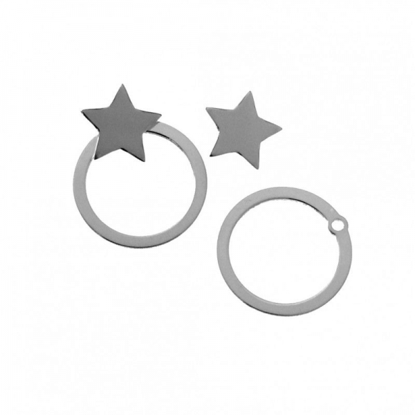 Pendientes de Aro con estrella desmontable Plata 925 Mujer - 33556