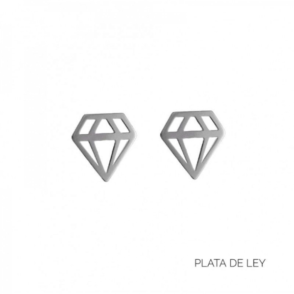 Pendientes Silueta Diamante Plata 925 - 29728