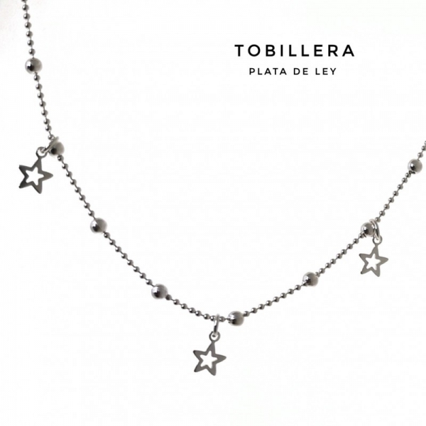 Pulsera Tobillera Bolas y Estrellas Plata 925 - 34069